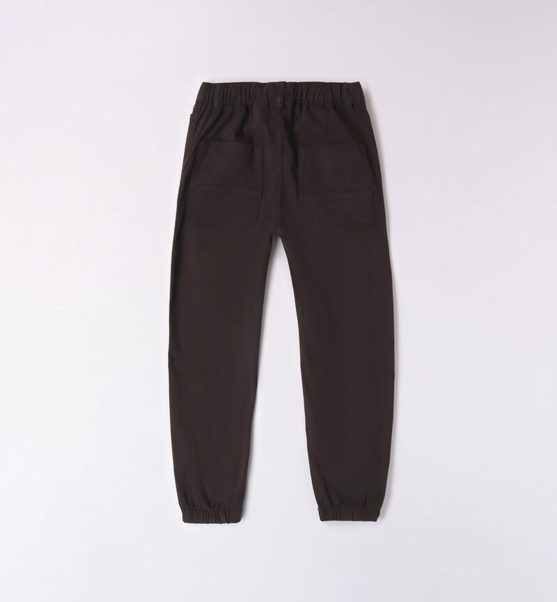 Sarabanda trousers with an elasticated waistband for boys from 8 to 16 years NERO-0658