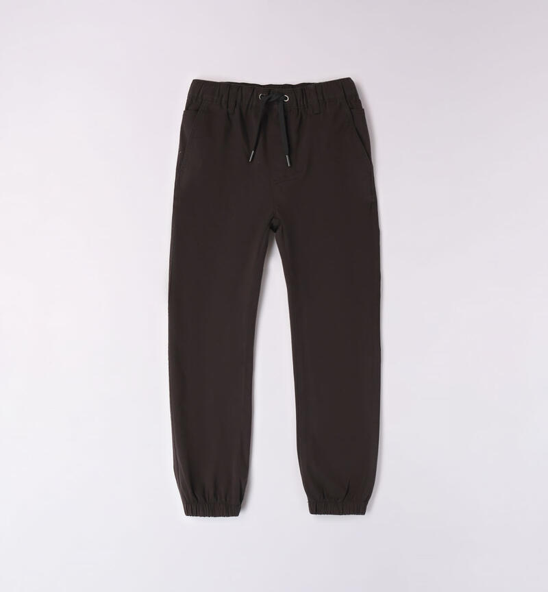 Sarabanda trousers with an elasticated waistband for boys from 8 to 16 years NERO-0658