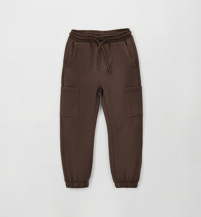 Kids' tracksuit trousers BROWN-0852