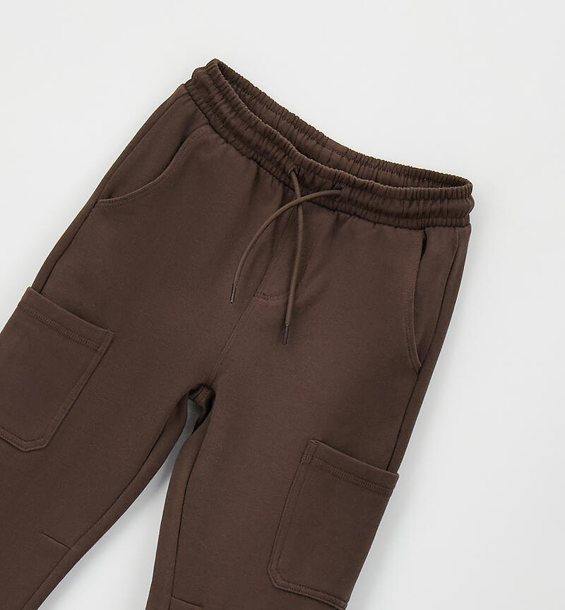 Kids' tracksuit trousers BROWN-0852
