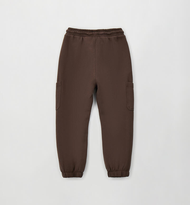 Kids' tracksuit trousers BROWN-0852