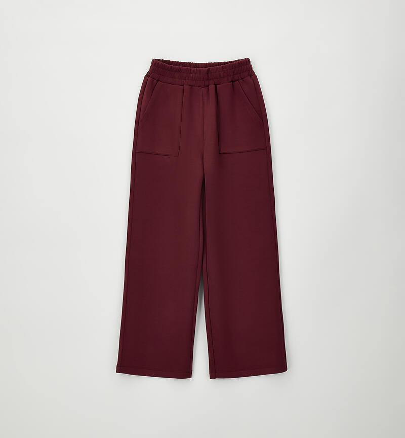 Tracksuit trousers for girls BURGUNDY-2557