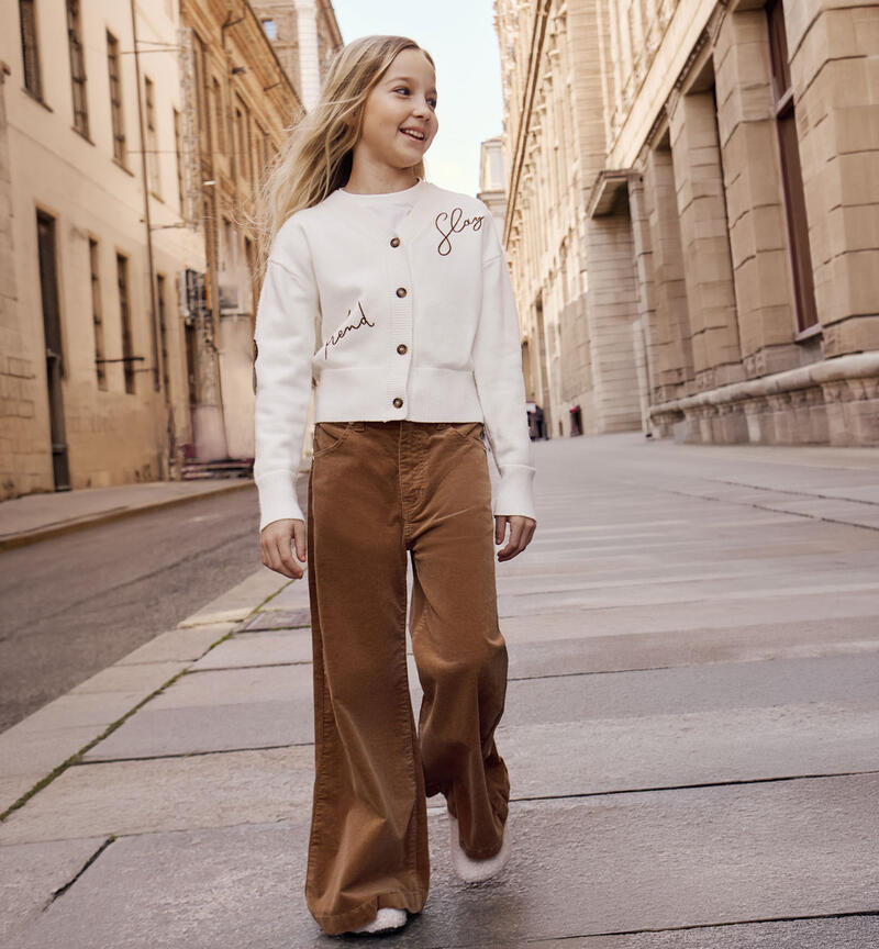 Pantalone wide leg ragazza BEIGE-1117