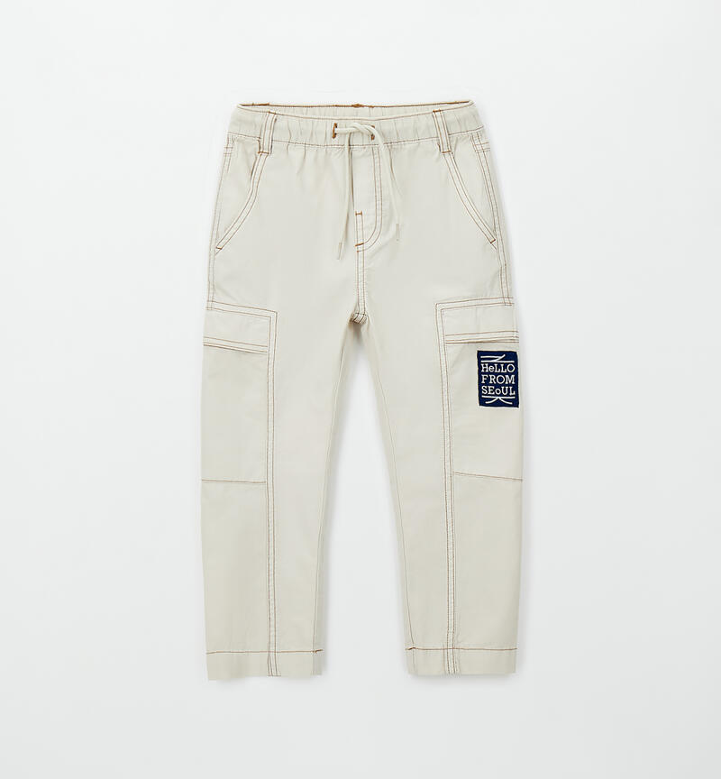 Pantaloni 100% cotone bambino BEIGE-0172