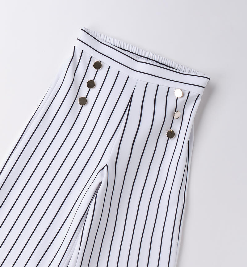 Pantaloni a righe ragazza BIANCO-NERO-6BPQ