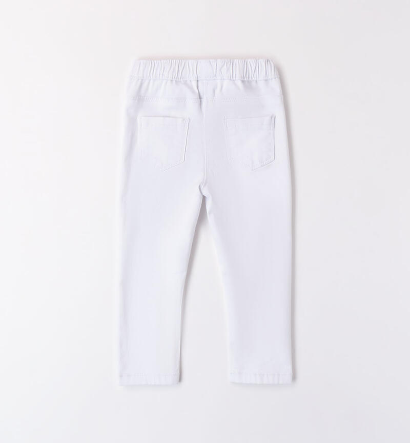 Pantaloni bambina con strass BIANCO-0113