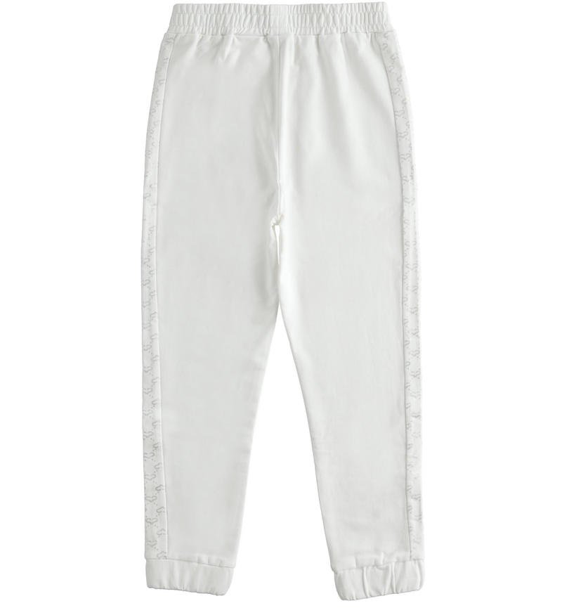 Sarabanda girl trousers with side band from 8 to 16 years BIANCO-0113