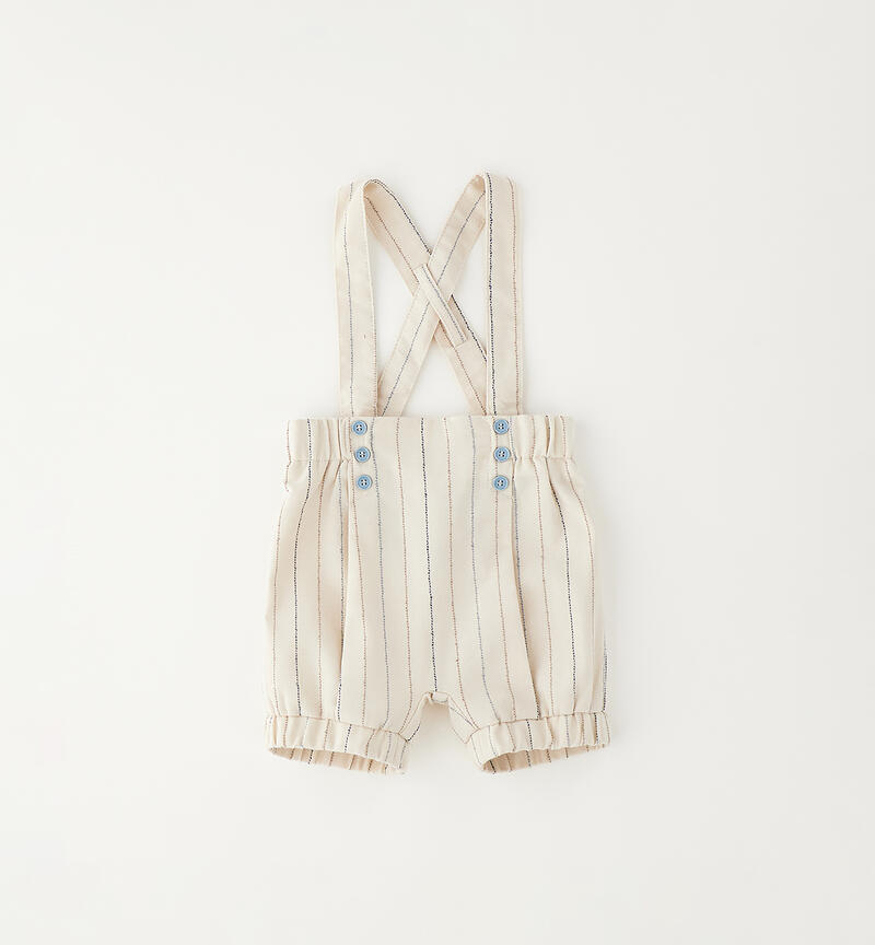 Baby formal trousers with suspenders ECRU'-0164