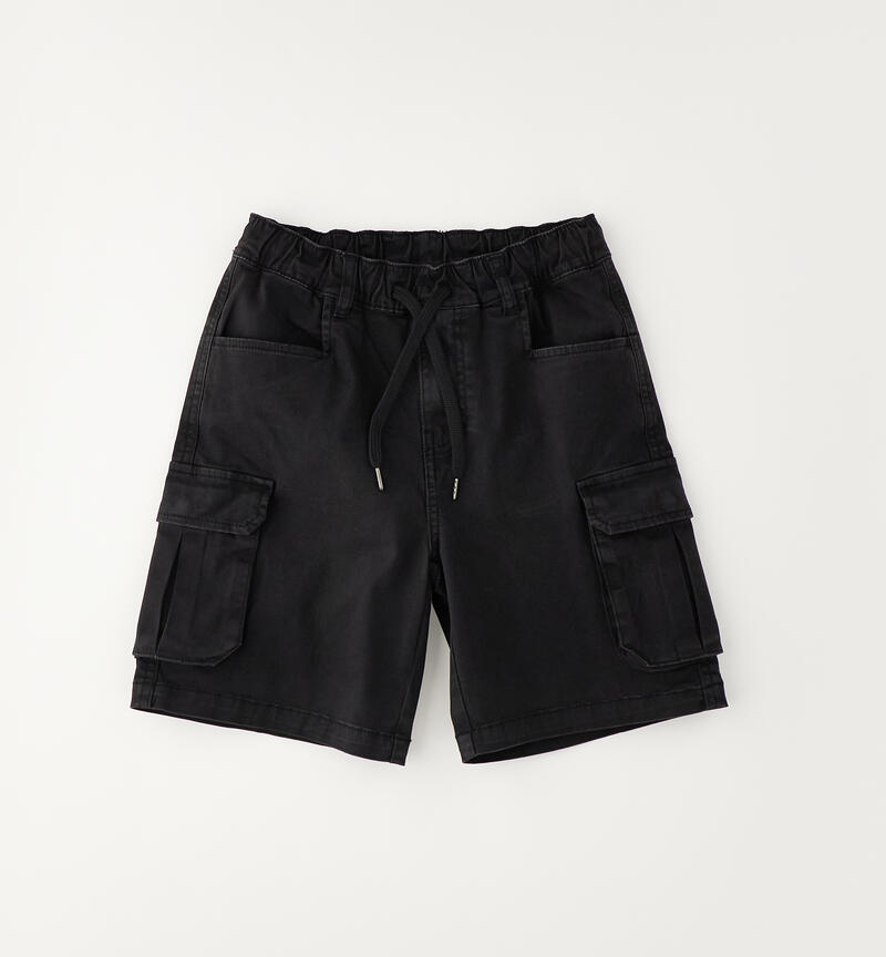 Pantaloni corti con tasche ragazzo NERO-0658