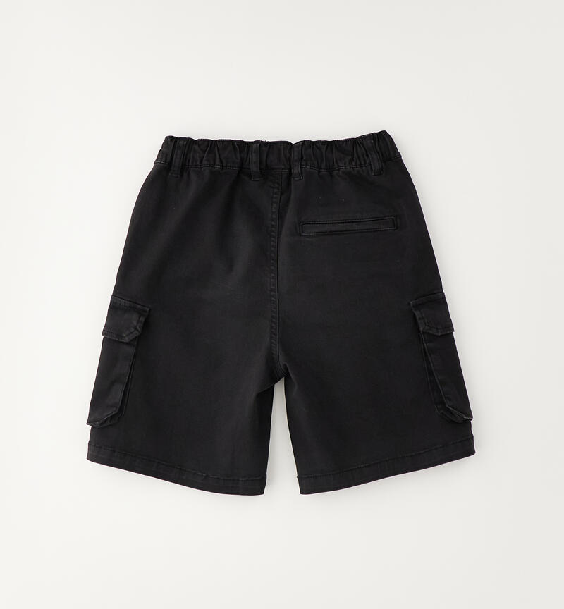 Pantaloni corti con tasche ragazzo NERO-0658