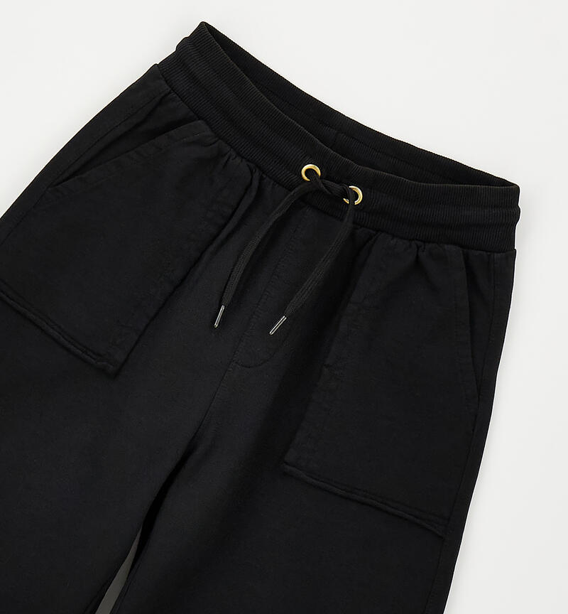 Pantaloni corti ragazzo in cotone NERO-0658