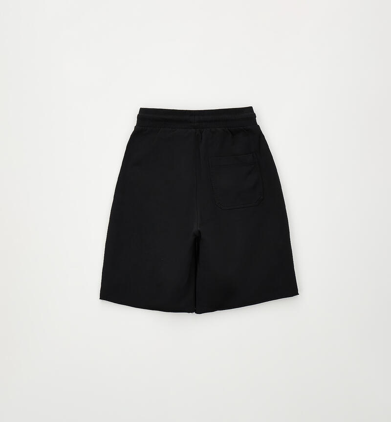 Pantaloni corti ragazzo in cotone NERO-0658