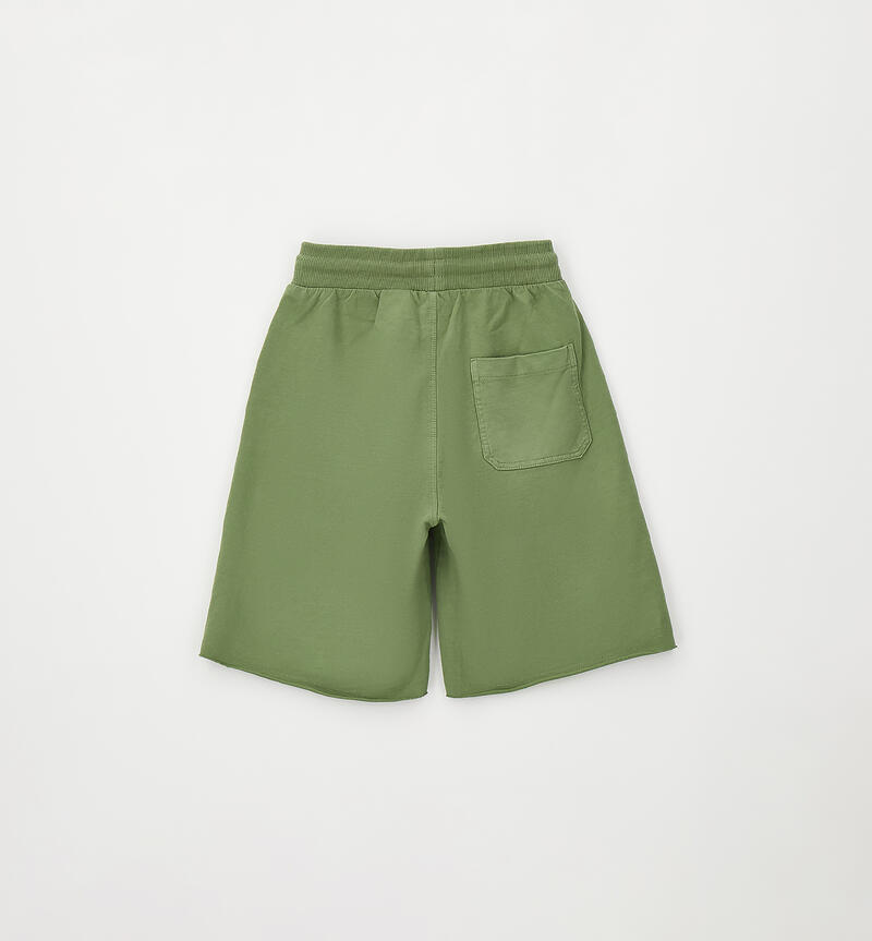 Pantaloni corti ragazzo in cotone VERDE SALVIA-5454