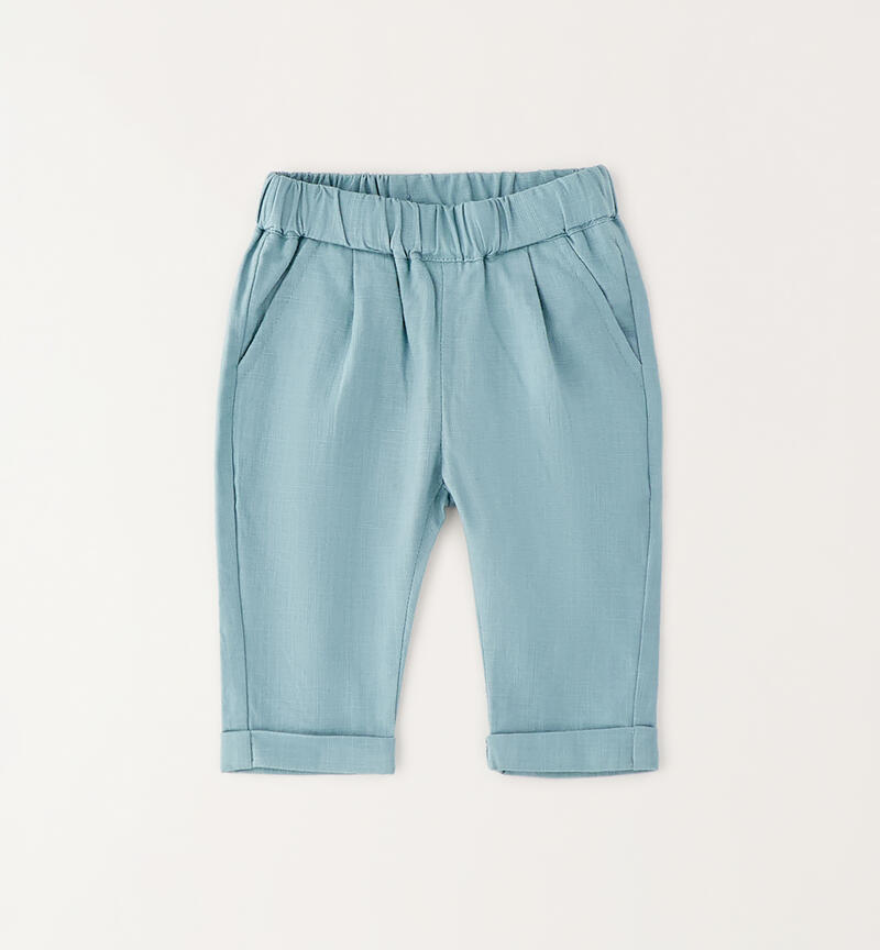 Elegant trousers for newborns VERDE ACQUA-3955