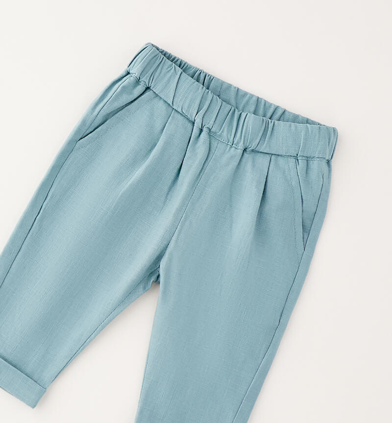 Elegant trousers for newborns VERDE ACQUA-3955