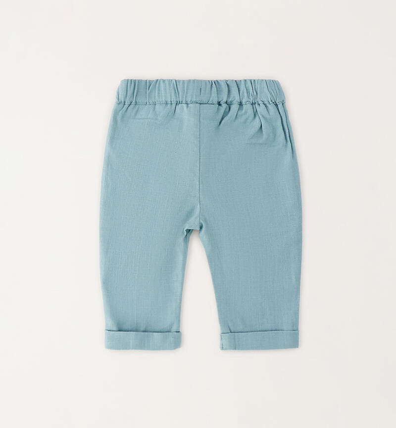 Elegant trousers for newborns VERDE ACQUA-3955