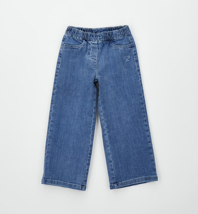 Sarabanda girls' wide-leg trousers MEDIUM STONE WASHED -7000