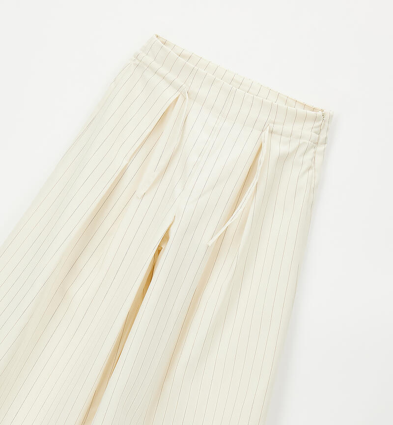 Girls' wide-leg trousers LIGHT BEIGE -0129