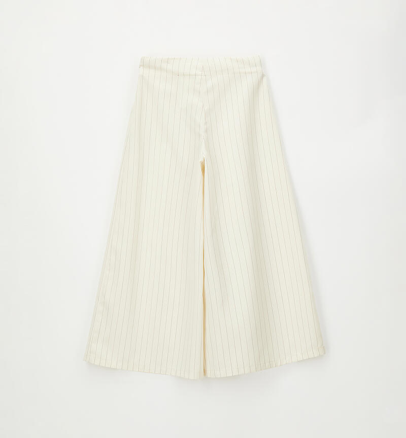 Girls' wide-leg trousers LIGHT BEIGE -0129
