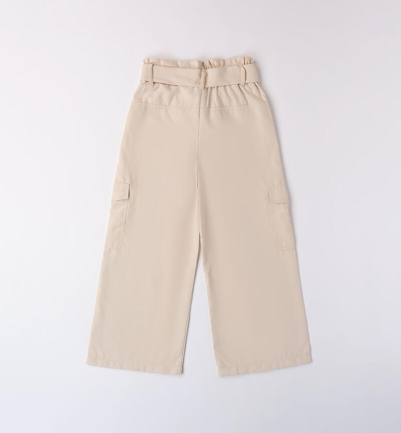 Girls' wide trousers BEIGE-1033