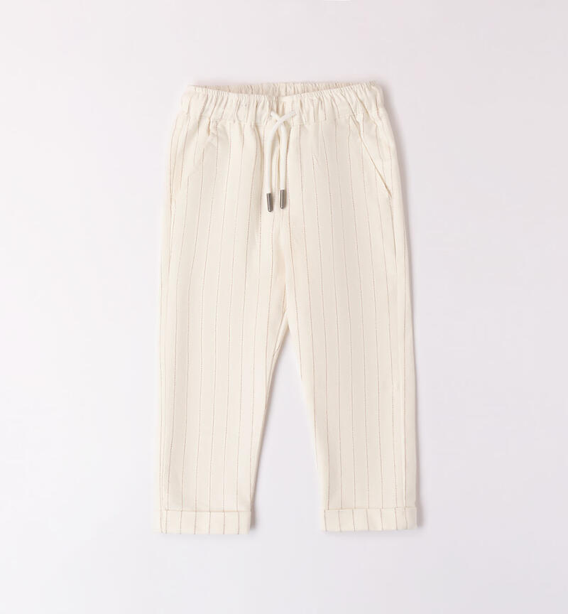 Pantaloni per bambino a righe PANNA-0112