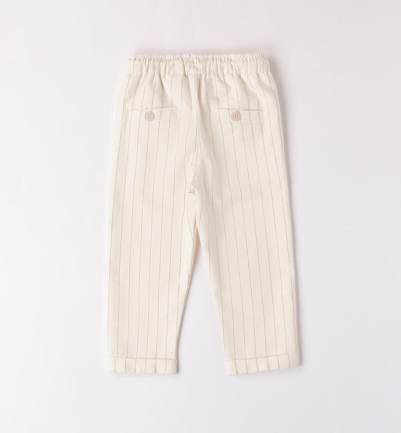 Pantaloni per bambino a righe PANNA-0112