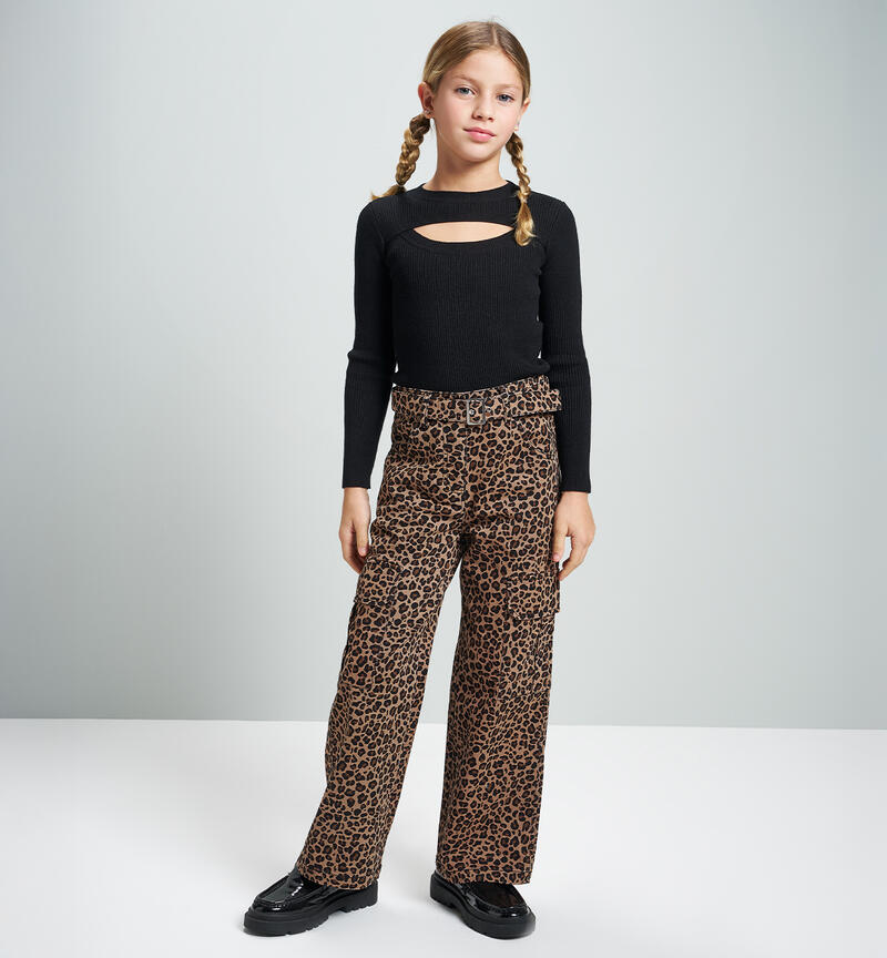 Pantaloni per ragazza MARRONE-NERO-6BRW