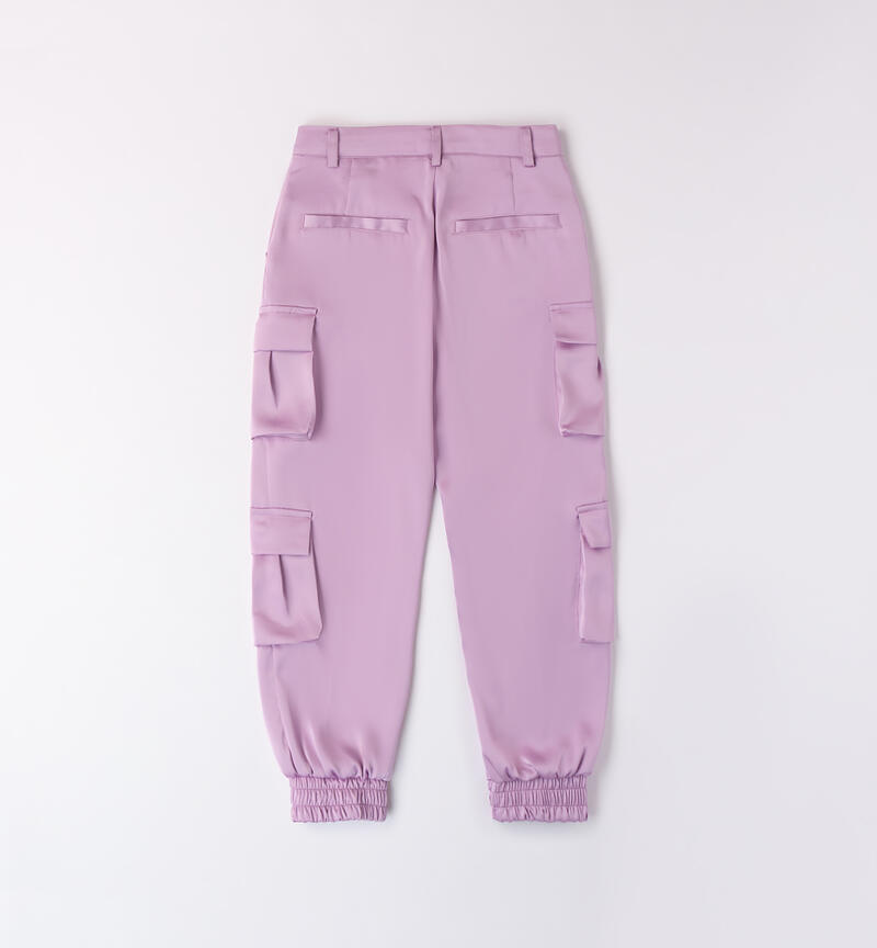 Girls' multi-pocket trousers LILAC-3323