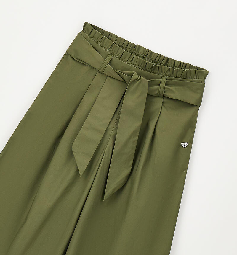 Girl's trousers with belt VERDE MILITARE-5553