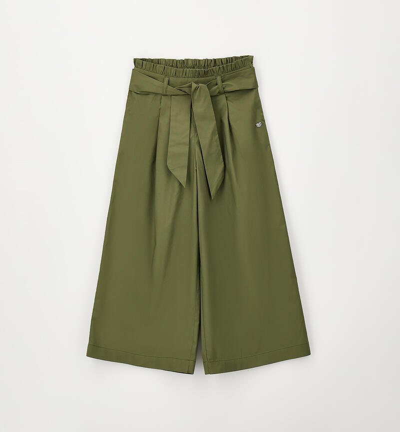 Girl's trousers with belt VERDE MILITARE-5553