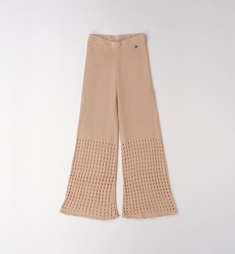 Girls' tricot trousers BEIGE-0941
