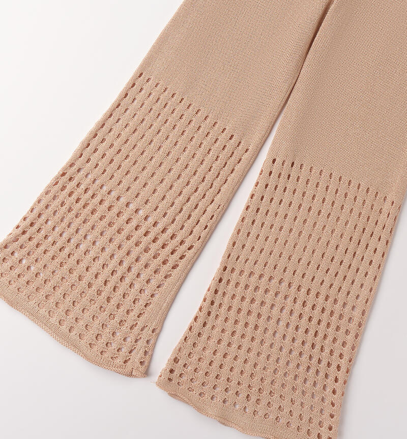 Girls' tricot trousers BEIGE-0941