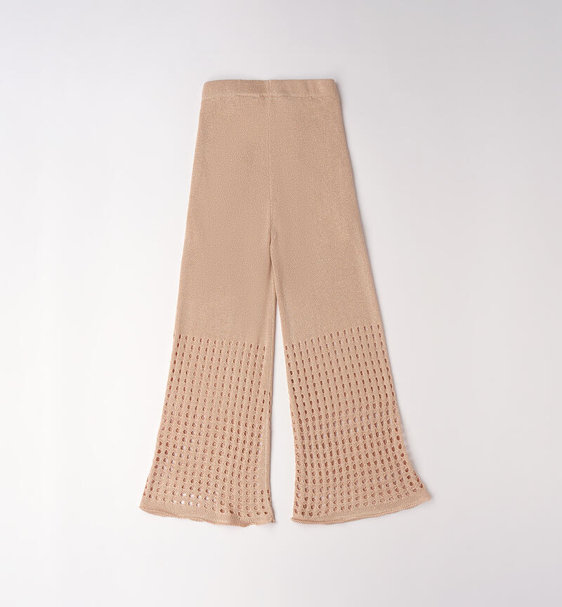Girls' tricot trousers BEIGE-0941