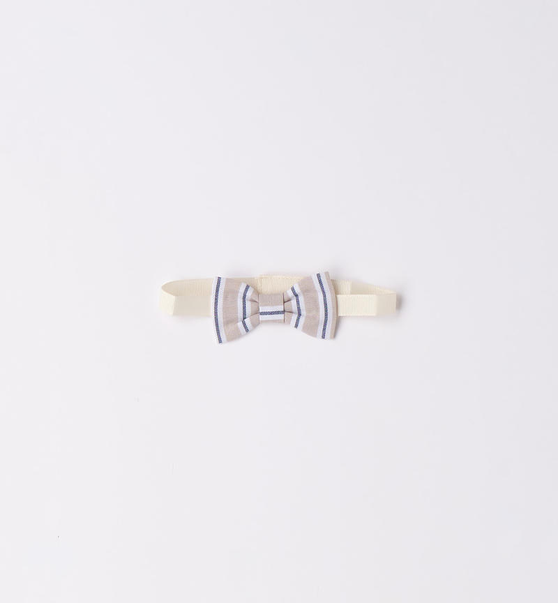 Sarabanda striped bow tie for boys from 9 months to 8 years BEIGE-0435