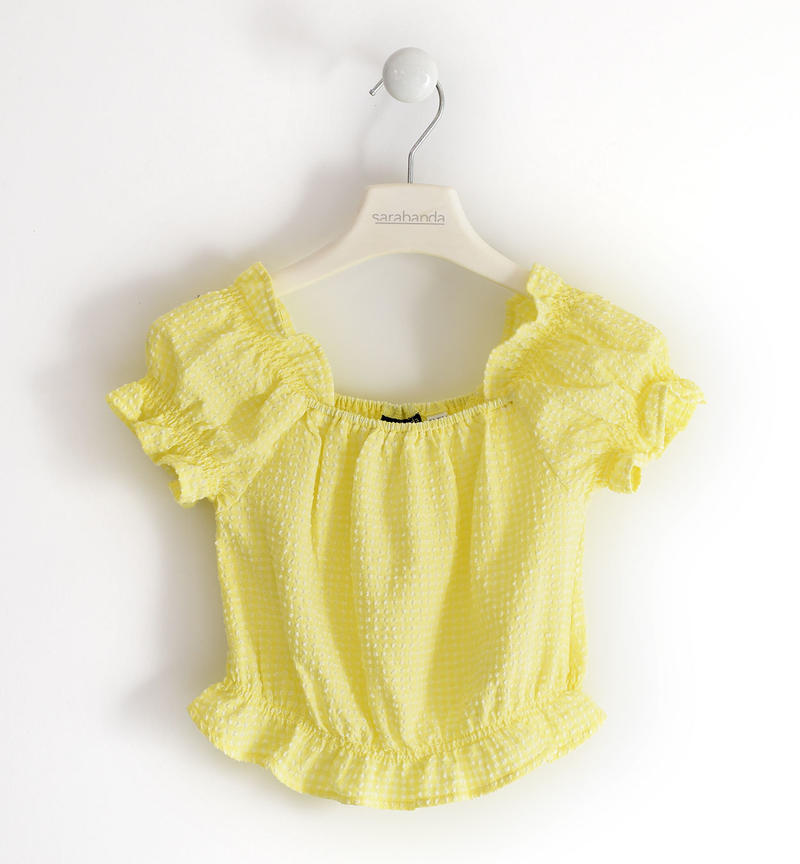 Particular Sarabanda shirt with elastic and curl for little girls from 8 to 16 years GIALLO-1417