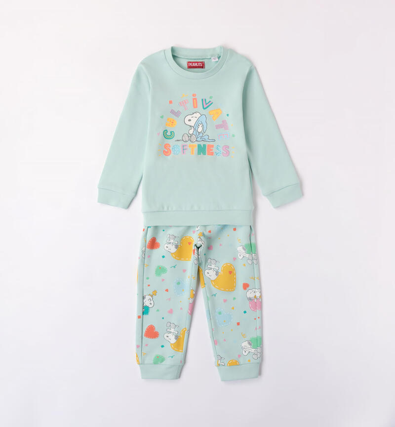 Sarabanda Snoopy pyjamas for girls from 9 months to 8 years VERDE ACQUA-4213