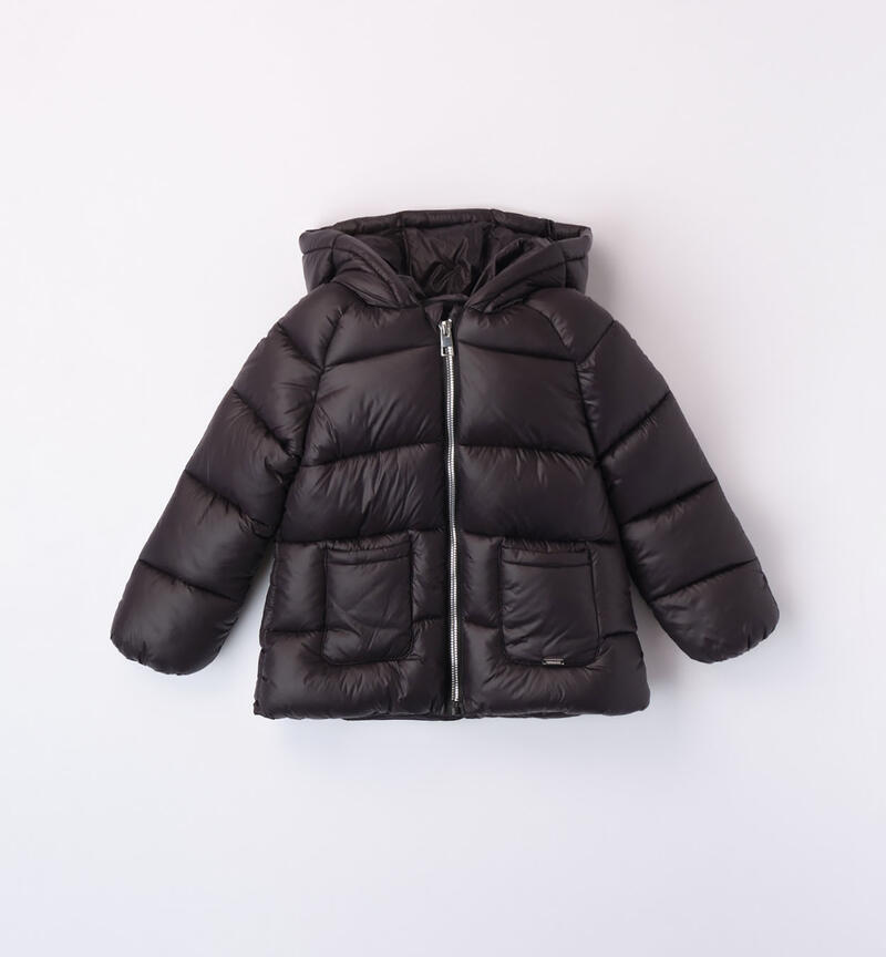 Sarabanda down jacket with pockets for girls from 9 months to 8 years NERO-0658
