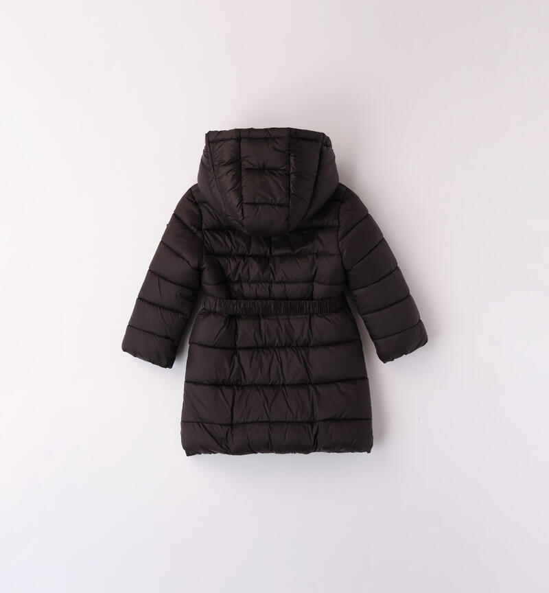 Sarabanda belted down jacket for girls from 9 months to 8 years NERO-0658