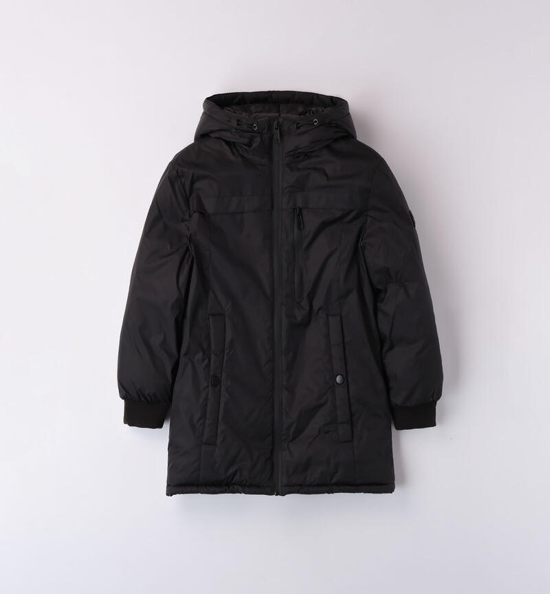 Sarabanda hooded down jacket for boys from 8 to 16 years NERO-0658