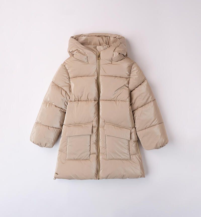 Sarabanda hooded padded jacket for girls from 8 to 16 years BEIGE-0924