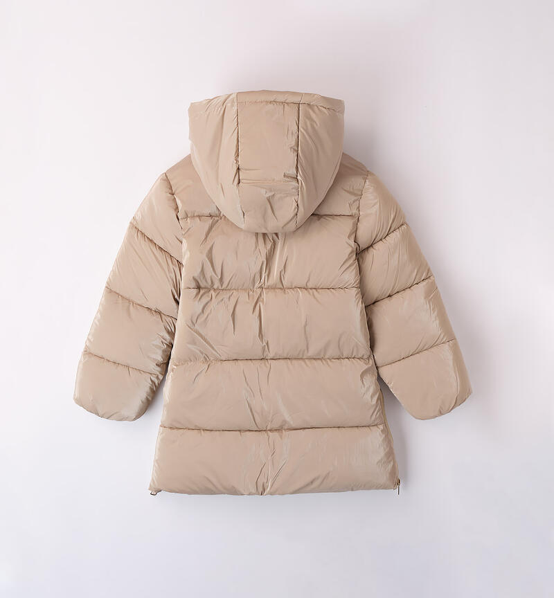 Sarabanda hooded padded jacket for girls from 8 to 16 years BEIGE-0924