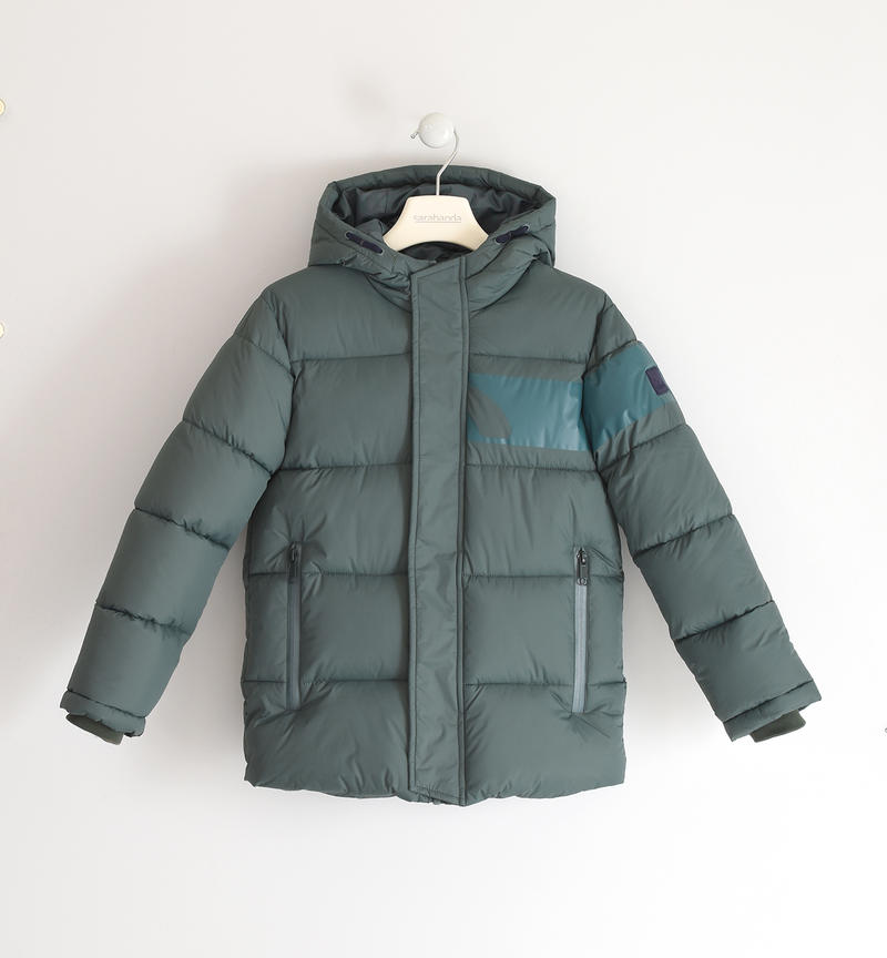 Piumino ragazzo con cappuccio da 8 a 16 anni Sarabanda VERDE SCURO-4254