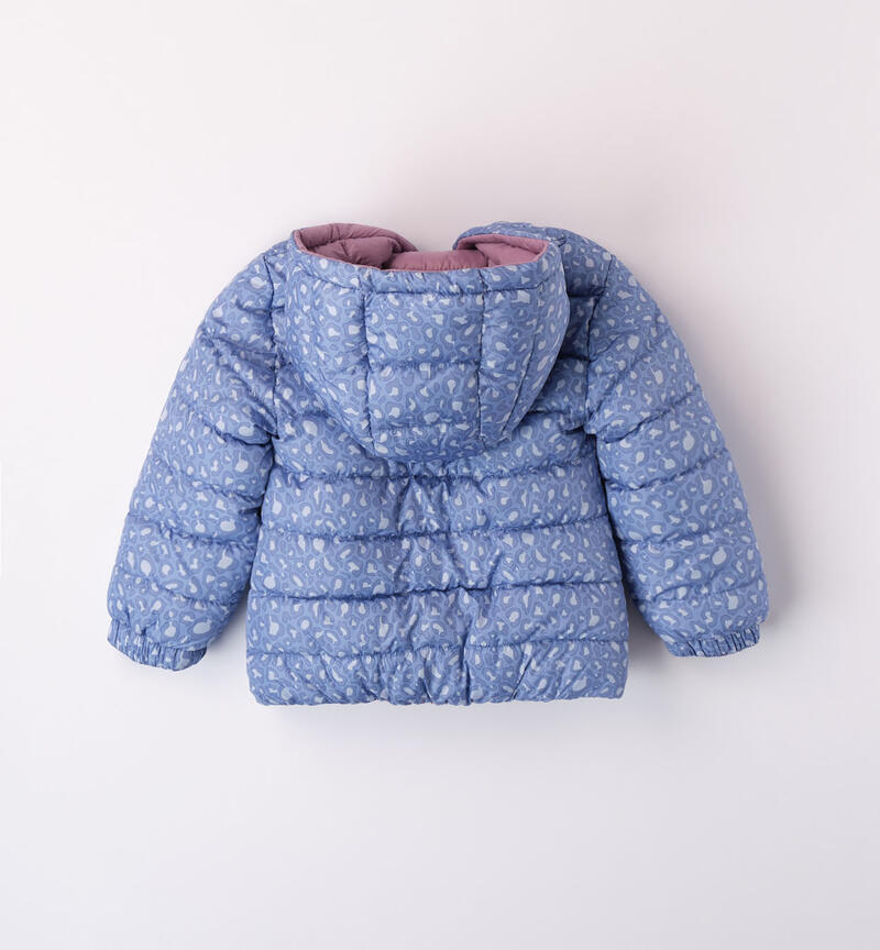 Sarabanda reversible animal print down jacket for girls from 9 months to 8 years AZZURRO-AZZURO-6K01