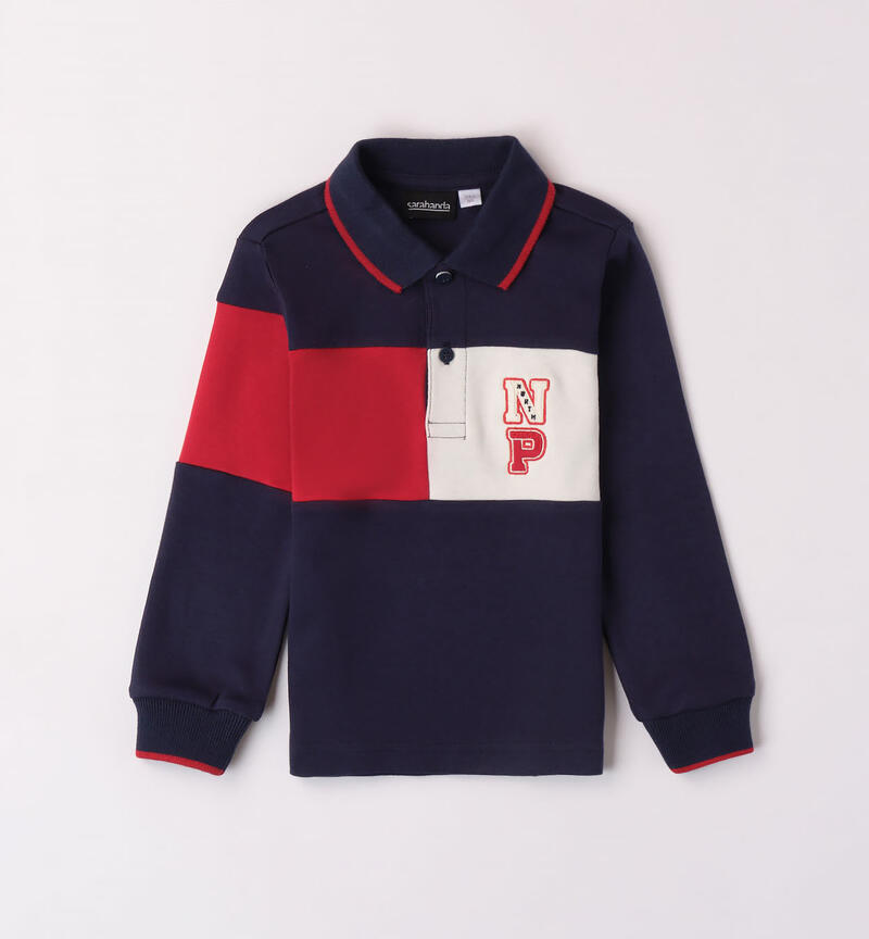 Sarabanda 100% cotton polo shirt for boys from 9 months to 8 years NAVY-3854