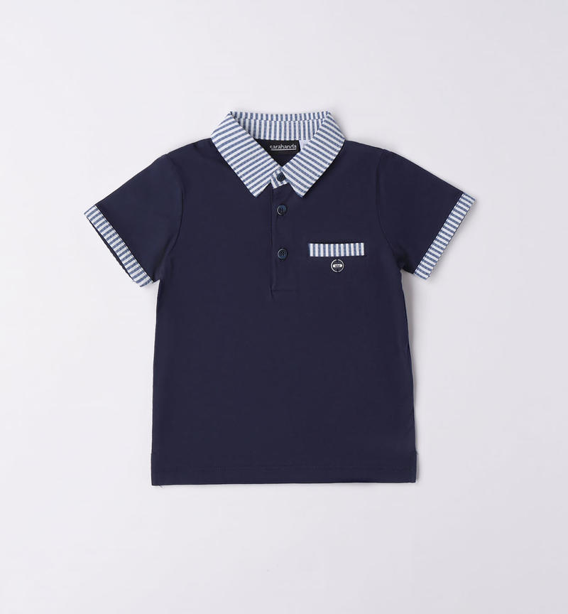 Sarabanda 100% cotton polo shirt for boys from 9 months to 8 years NAVY-3854