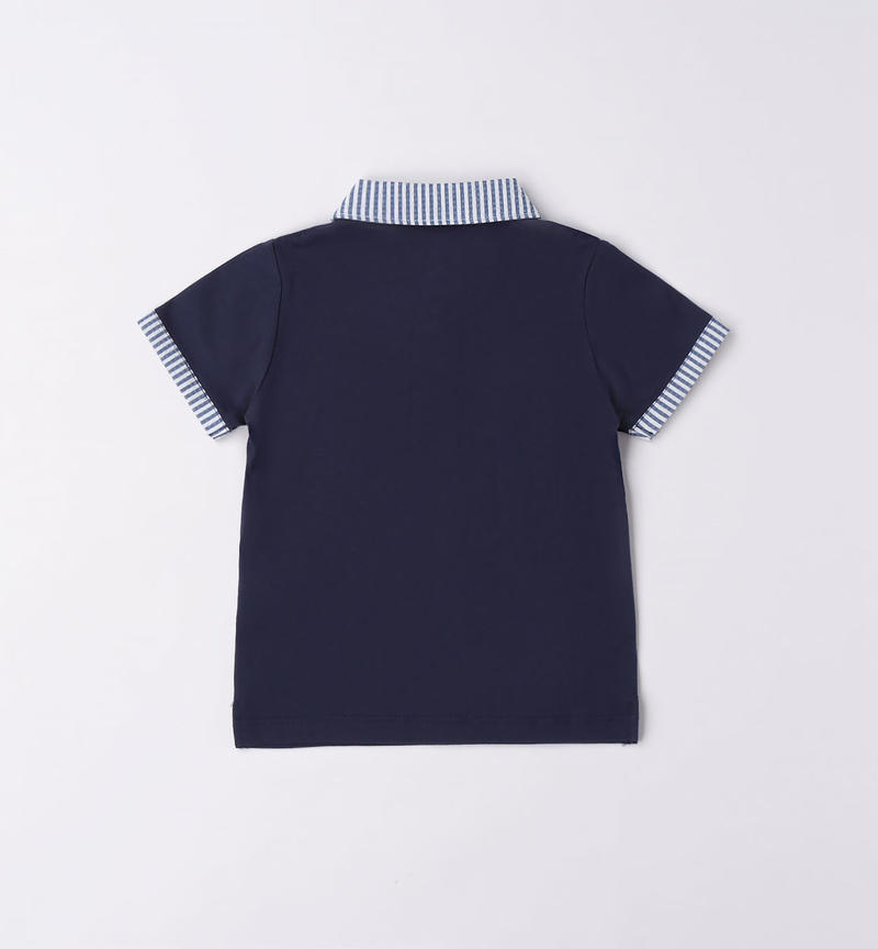 Sarabanda 100% cotton polo shirt for boys from 9 months to 8 years NAVY-3854
