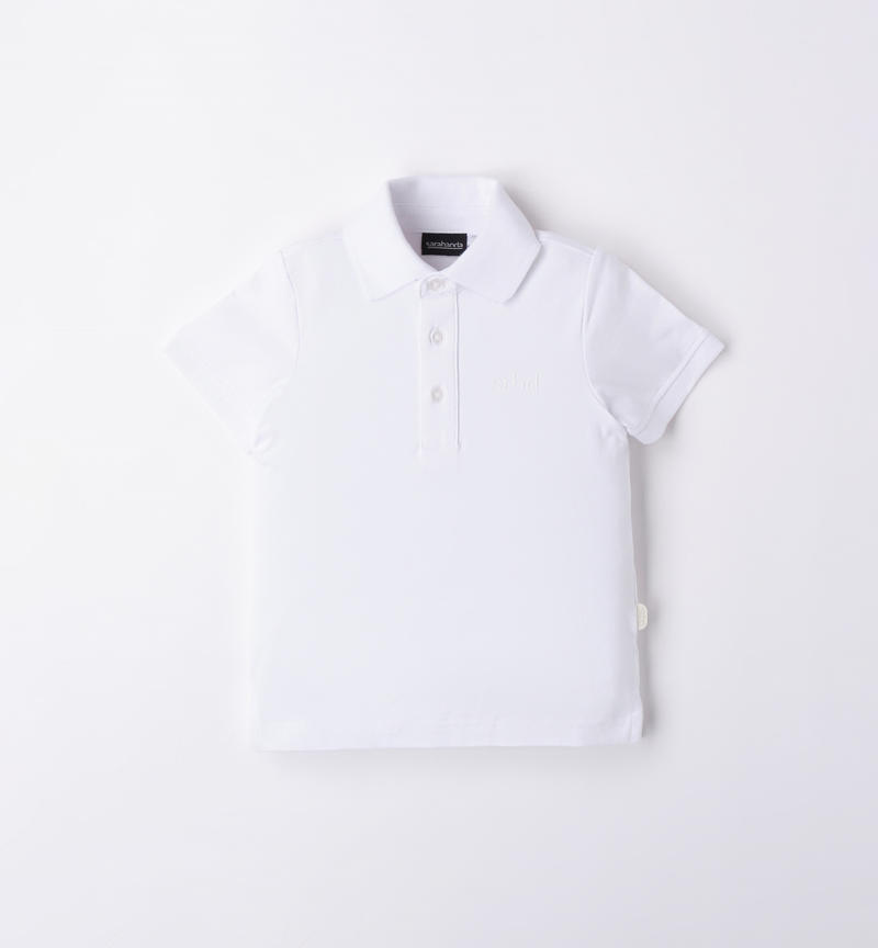 Sarabanda short-sleeved polo shirt for boys from 9 months to 8 years BIANCO-0113