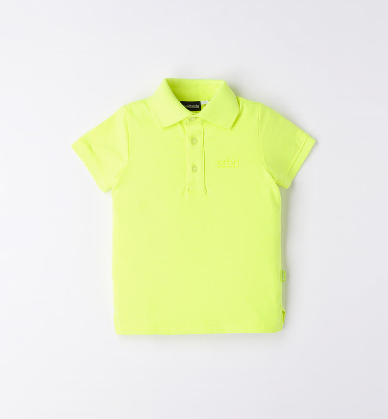 Sarabanda short-sleeved polo shirt for boys from 9 months to 8 years GREEN ACID-5841