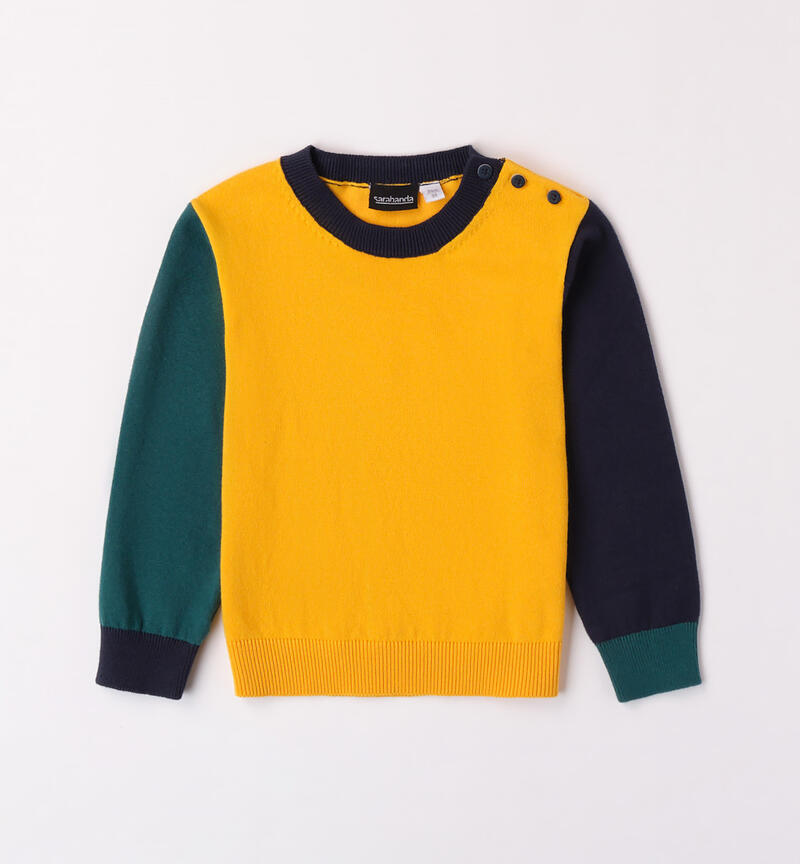 Sarabanda pullover with patches for boys from 9 months to 8 years GIALLO-1615