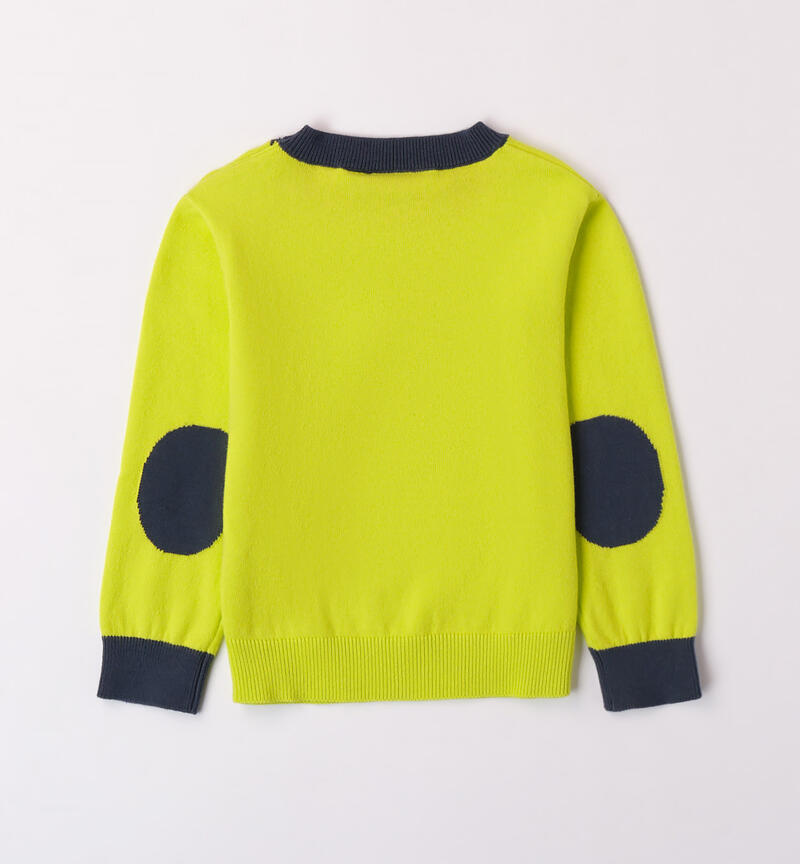 Sarabanda pullover with patches for boys from 9 months to 8 years VERDE-5237
